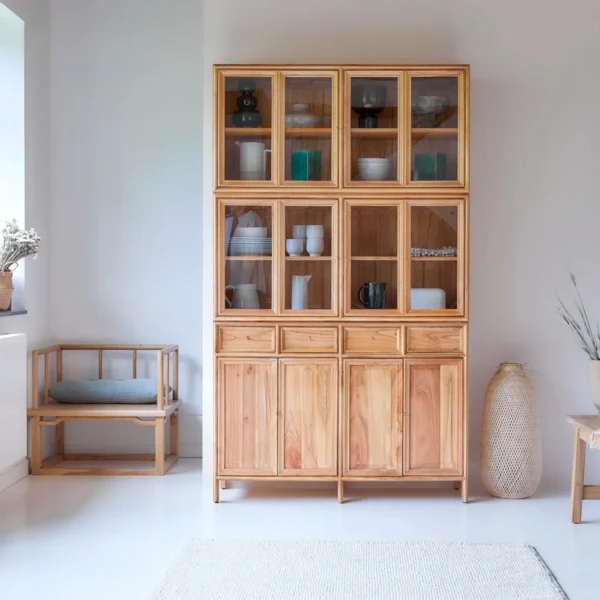 Lustrous Wooden Sideboard & Bookshelf